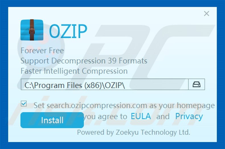 Configuração da instalação oficial de OZIP