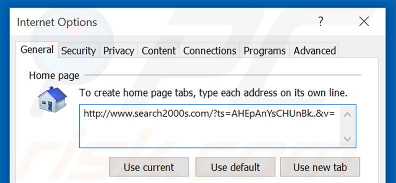 Removendo search2000s.com da página inicial do Internet Explorer