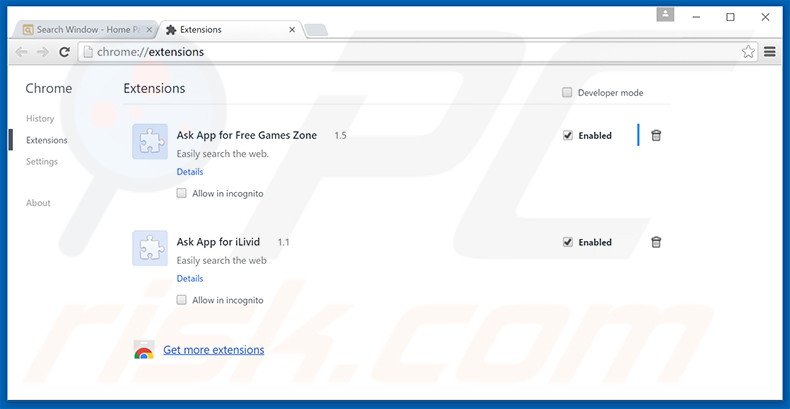 Removendo os anúncios Search Window do Google Chrome passo 2