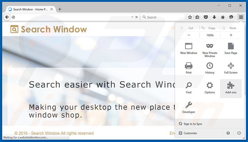 Removendo os anúncios Search Window do Mozilla Firefox passo 1