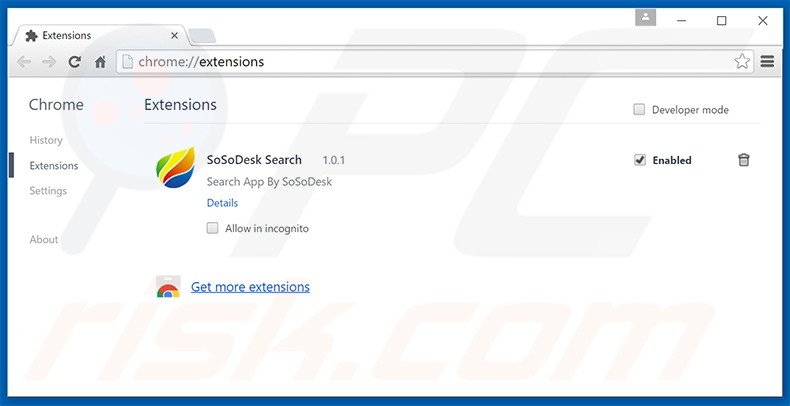 Removendo as extensões relacionadas search.sosodesktop.com do Google Chrome
