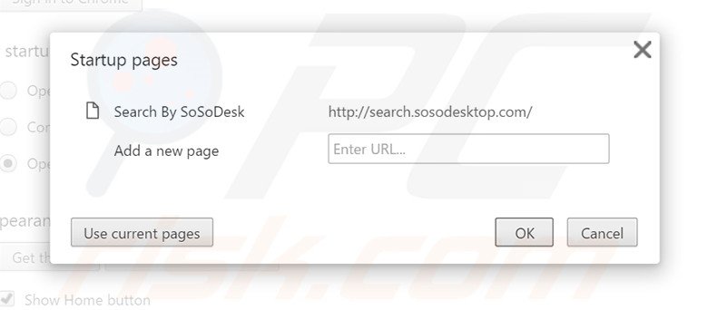 Removendo a página inicial search.sosodesktop.com do Google Chrome
