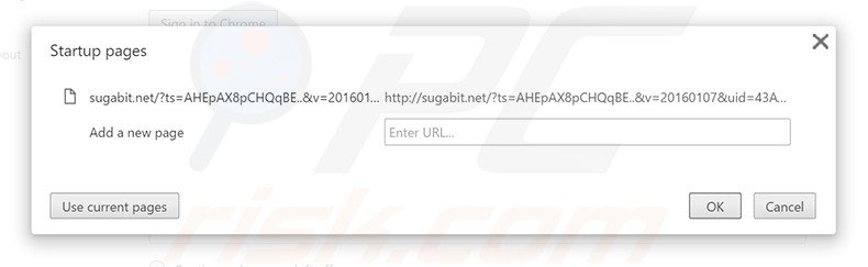 Removendo sugabit.net da página inicial do Google Chrome