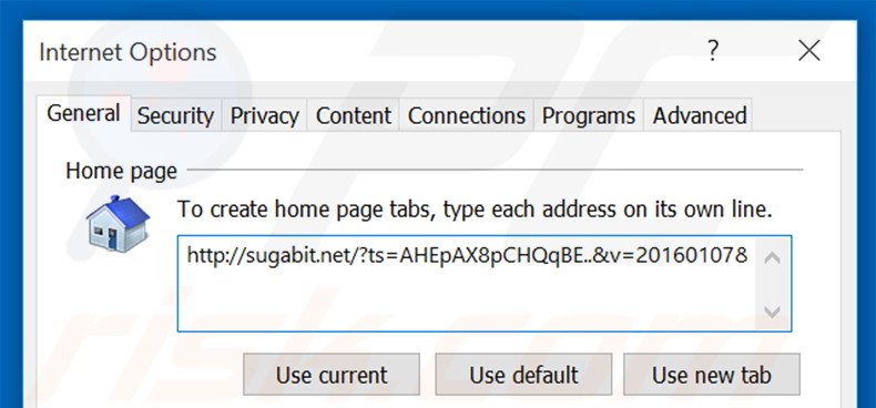 Removendo a página inicial sugabit.net do Internet Explorer