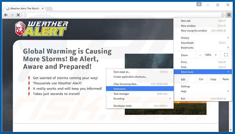 Removendo os anúncios Weather Alert do Mozilla Firefox passo 1