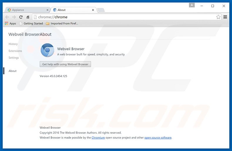 Programa potencialmente indesejado WebVeil