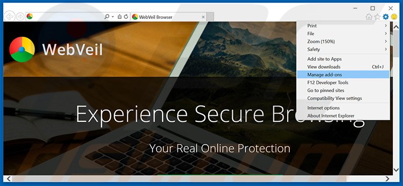 Removendo os anúncios WebVeil do Internet Explorer   passo 1