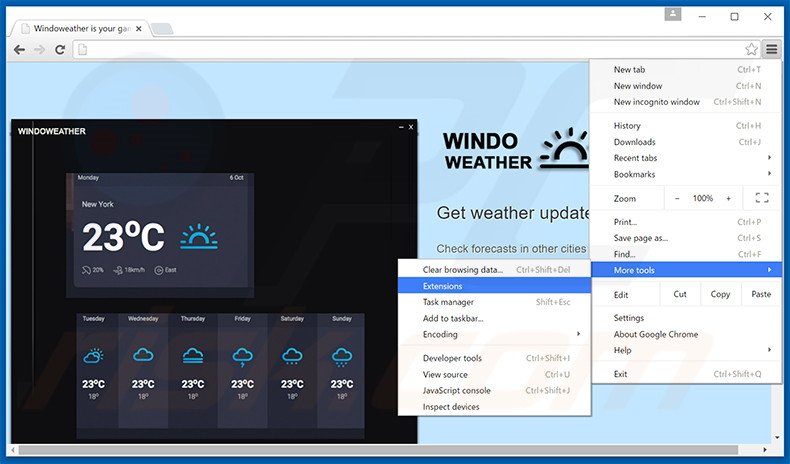 Removendo os anúncios Windoweather do Google Chrome passo 1