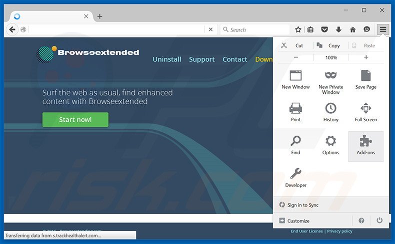 Removendo os anúncios Browseextended do Mozilla Firefox passo 1