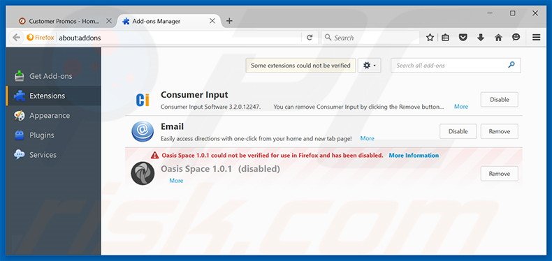 Removendo os anúncios Customer Promos do Mozilla Firefox passo 2
