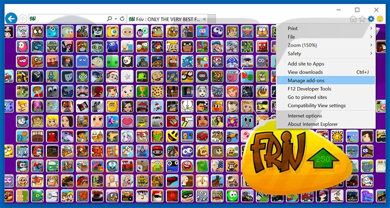 Removendo os anúncios Friv Launcher do Internet Explorer passo 1