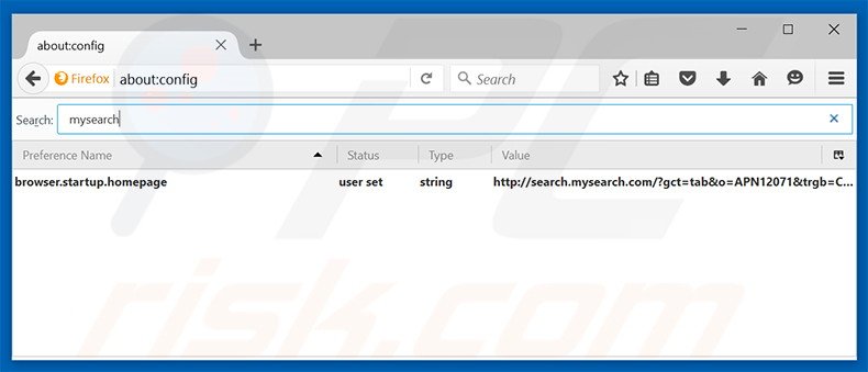Removendo search.mysearch.com da página inicial e do motor de pesquisa padrão do Mozilla Firefox