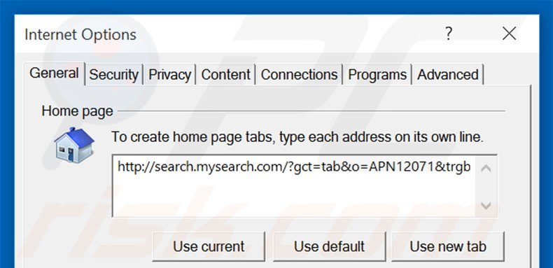 Removendo search.mysearch.com da página inicial do Internet Explorer