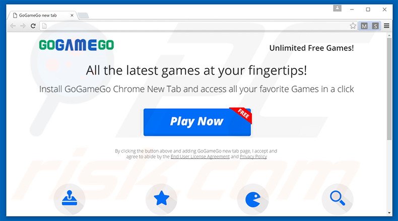 Website a promover o sequestrador de navegador GoGameGo