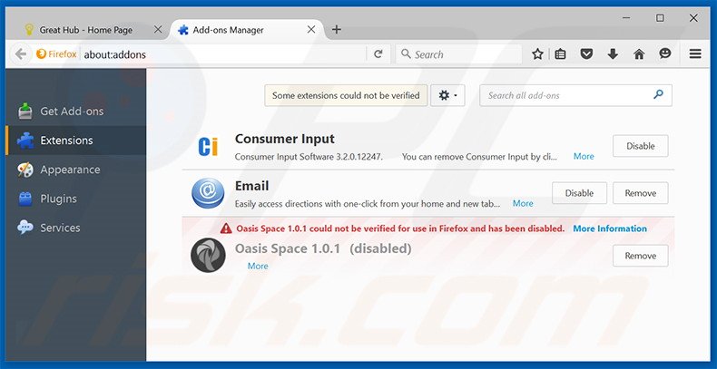 Removendo os anúncios Great Hub do Mozilla Firefox passo 2