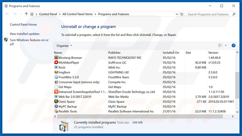 desinstalar o adware Great Hub via Painel de Controlo