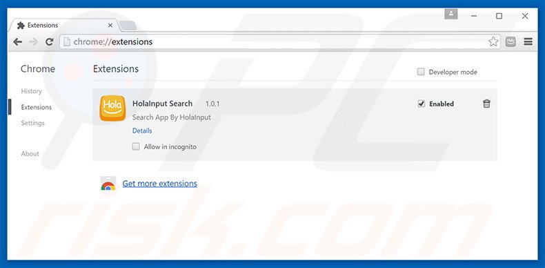 Removendo as extensões relacionadas a search.holainput.com do Google Chrome