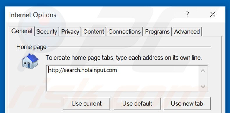 Removendo a página inicial search.holainput.com do Internet Explorer