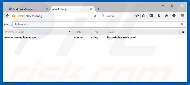 Removendo a página inicial hohosearch.com e motor de busca padrão do Mozilla Firefox