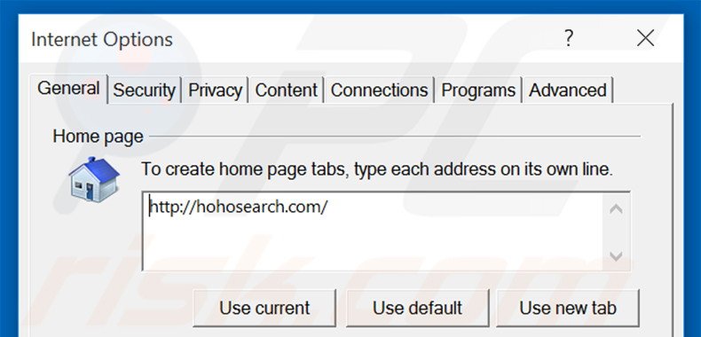Removendo a página inicial hohosearch.com do Internet Explorer