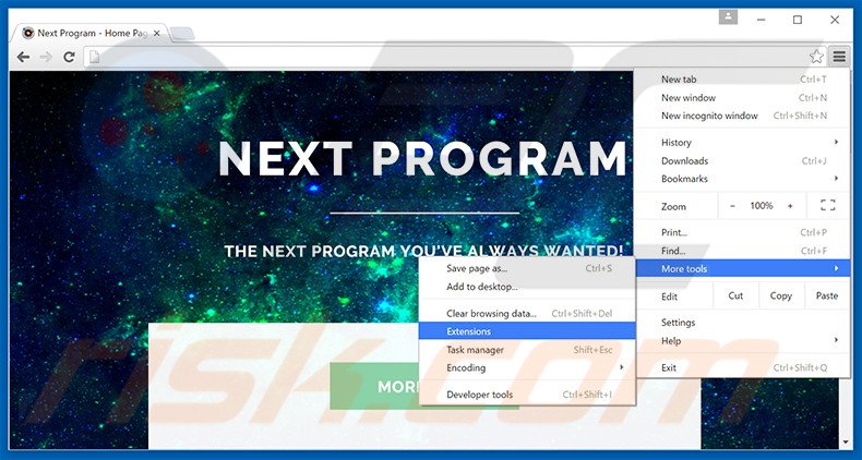 Removendo os anúncios Next Program do Google Chrome passo 1