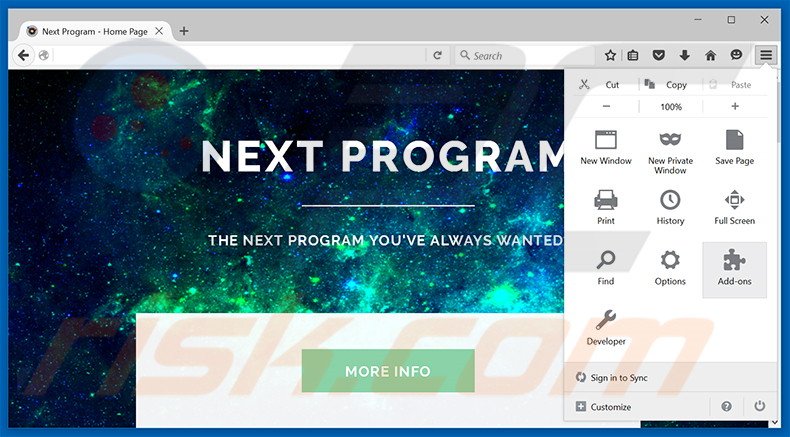 Removendo os anúncios Next Program do Mozilla Firefox passo 1