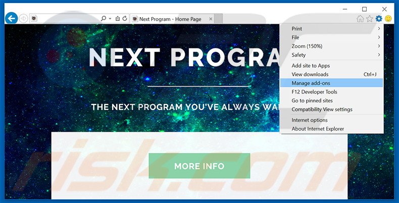 Removendo os anúncios Next Program do Internet Explorer passo 1