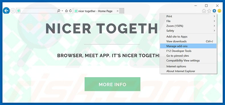 Removendo os anúncios Nicer Together do Internet Explorer passo 1