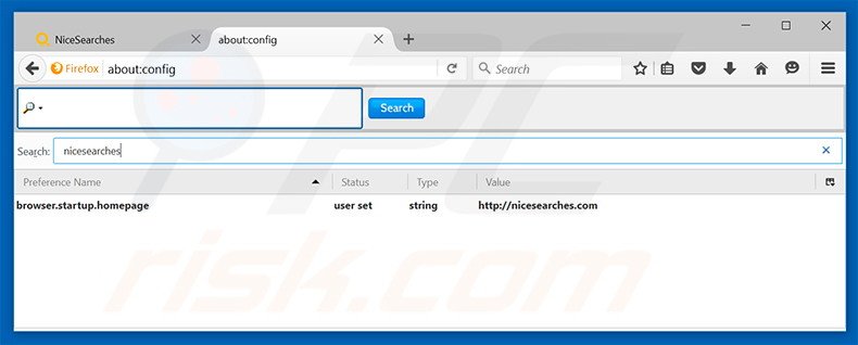Remover a página inicial nicesearches.com e motor de busca padrão do Mozilla Firefox