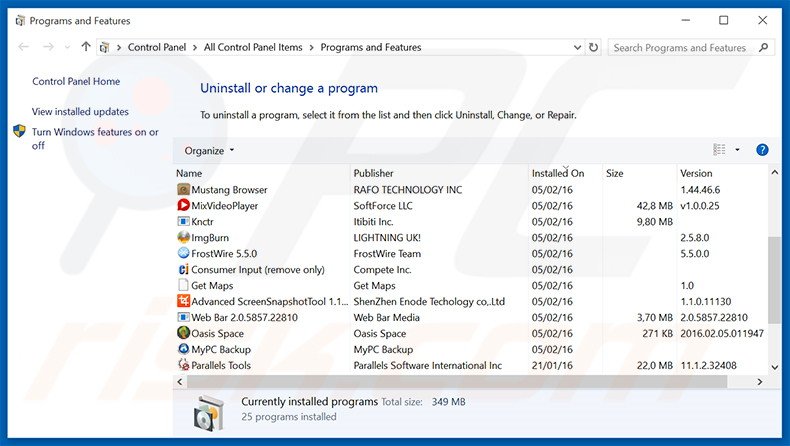 desinstalar o adware Pass and Play via Painel de Controlo