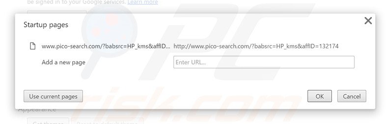 Removendo a página inicial pico-search.com do Google Chrome