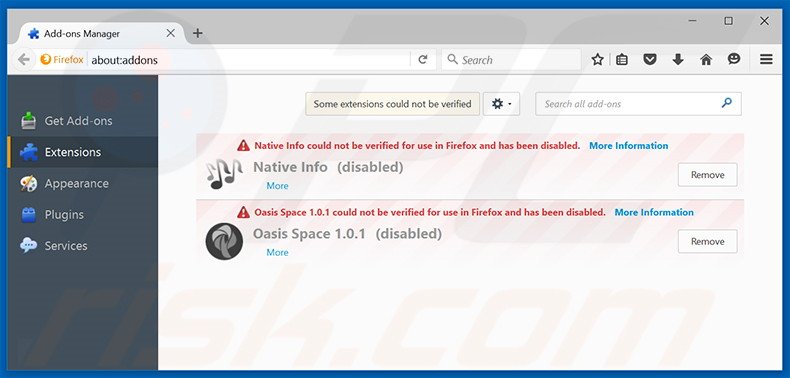 Removendo as extensões relacionadas a pico-search.com do Mozilla Firefox