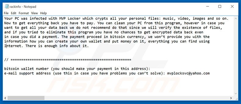 Instruções de desencriptação de RackCrypt