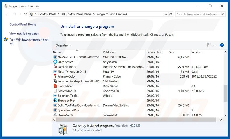 desinstalar o adware Screen Maker via Painel de Controlo