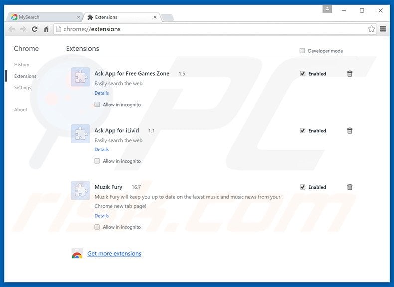 Removendo as extensões relacionadas a search.mysearch.com do Google Chrome