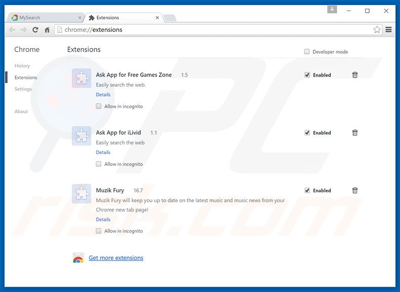 Removendo as extensões relacionadas a search.mysearch.com do Google Chrome