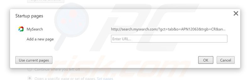 Removendo search.mysearch.com da página inicial do Google Chrome
