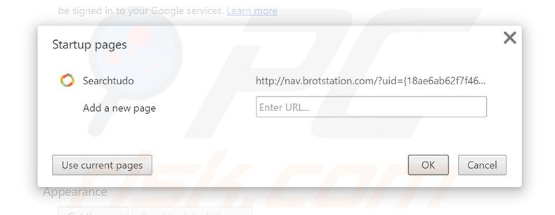 Removendo a página inicial nav.brotstation.com do Google Chrome