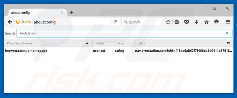 Removendo nav.brotstation.com da página inicial e motor de busca padrão do Mozilla Firefox