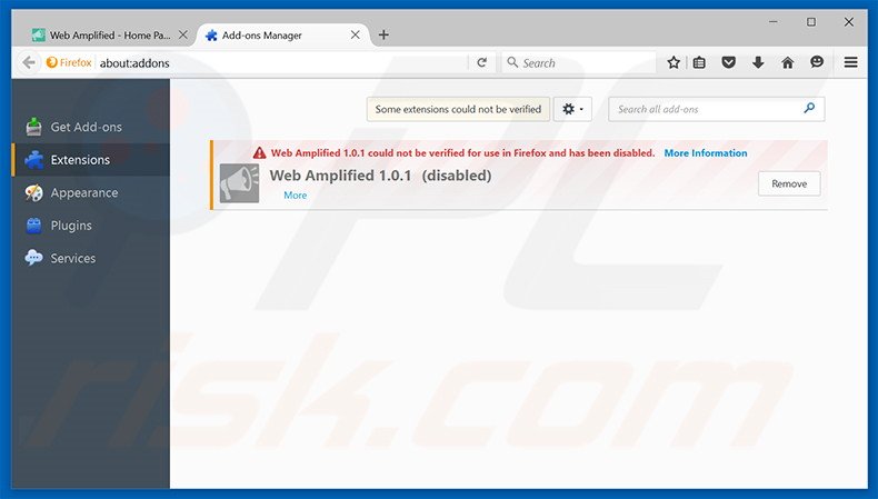 Removendo os anúncios Web Amplified do Mozilla Firefox passo 2