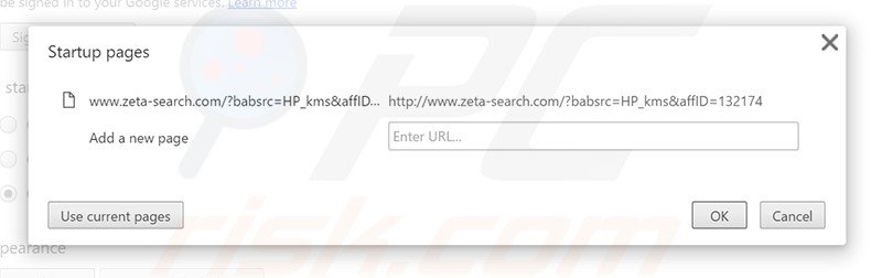 Removendo zeta-search.com da página inicial do Google Chrome