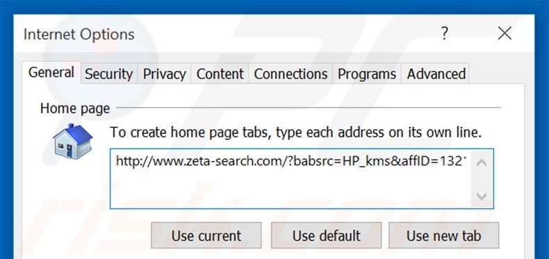 Removendo a página inicial zeta-search.com do Internet Explorer