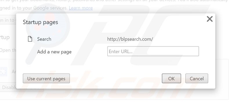 Removendo blpsearch.com do motor de busca padrão do Google Chrome