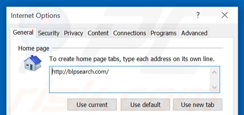 Removendo a página inicial blpsearch.com do Internet Explorer