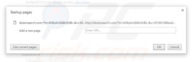 Removendo a página inicial dozensearch.com do Google Chrome