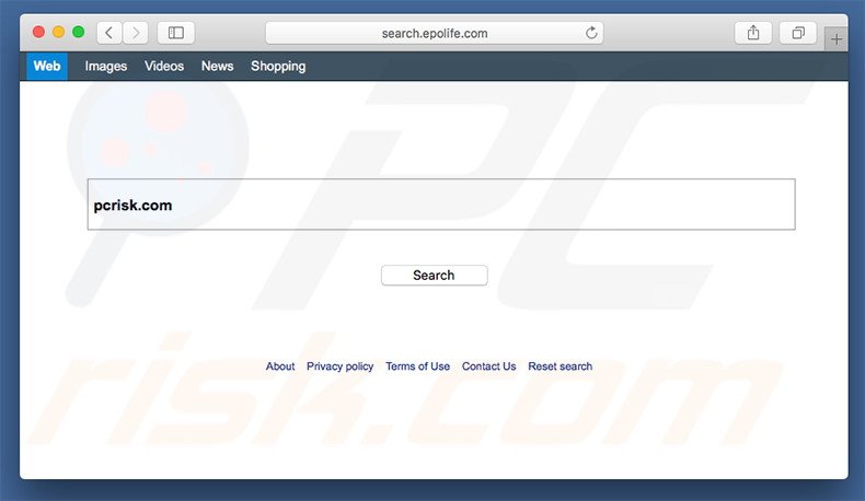 sequestrador de navegador search.epolife.com num computador Mac