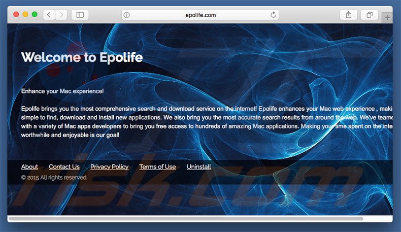 Website fraudulento usado para promover search.epolife.com