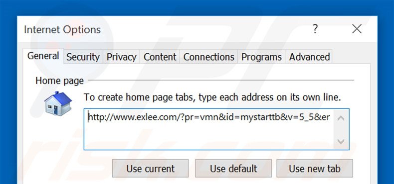 Removendo a página inicial exlee.com do Internet Explorer