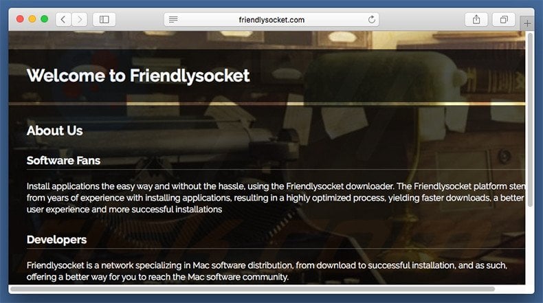 Site dúbio usado para promover o search.friendlysocket.com