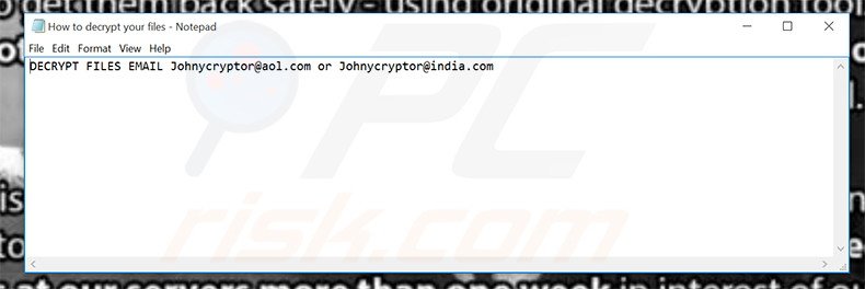 Ficheiro de texto JohnyCryptor